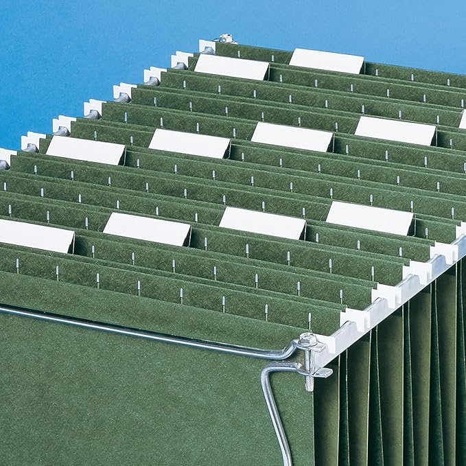 Smead Hanging File Folder, Value Filing Products Bulk Pack, 1/5-Cut Adjustable Tab, Letter Size, Standard Green, Hanging Folders for Filing Cabinets, File Organizer Folder, 250 Count