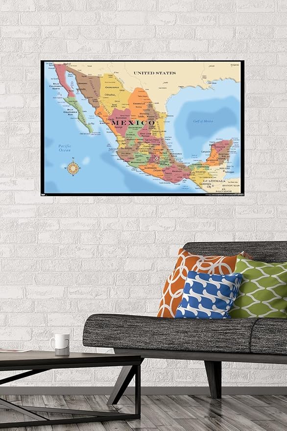 Trends International Map - Mexico Wall Poster, 22.375" x 34", Unframed Version