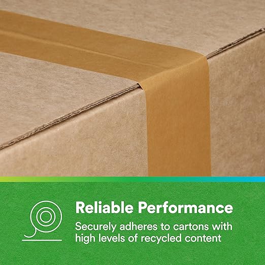 3M Scotch Performance Paper Box Sealing Tape 570, Brown, 1.9" x 547 yd (48 mm x 500 m), 1 Roll, Recycle-Compatible, Great for Packaging, Shipping, and Moving
