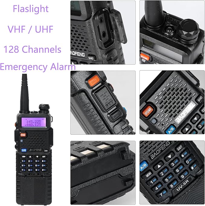 Baofeng UV-5R Dual Band Two Way Radio Handheld Ham Radio Long Range Walkie Talkies Pack of 6 for Hiking Camping Hunting Skiing Trip(Black) with 8W 3800mAh Battery