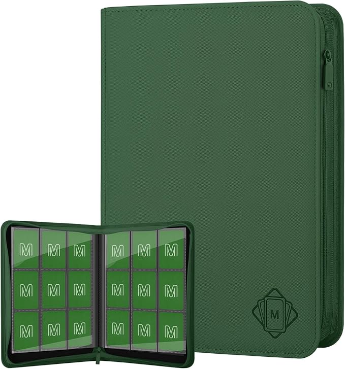 Trading Card Binder with 9 Side Loading Pocket Card Album Hold Up to 540 Cards PU Card Collection Binder, Collectible Albums Card Folder for MTG, TCG, Sports Cards（9-Dark green）