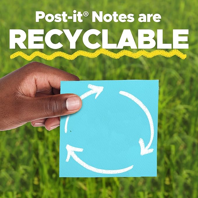 Post-it Super Sticky Notes, 5 Sticky Note Pads, 3 x 3 in., Ideal for Organization in Your Dorm, Home or Office, Single Color Packs Collection, Washed Denim