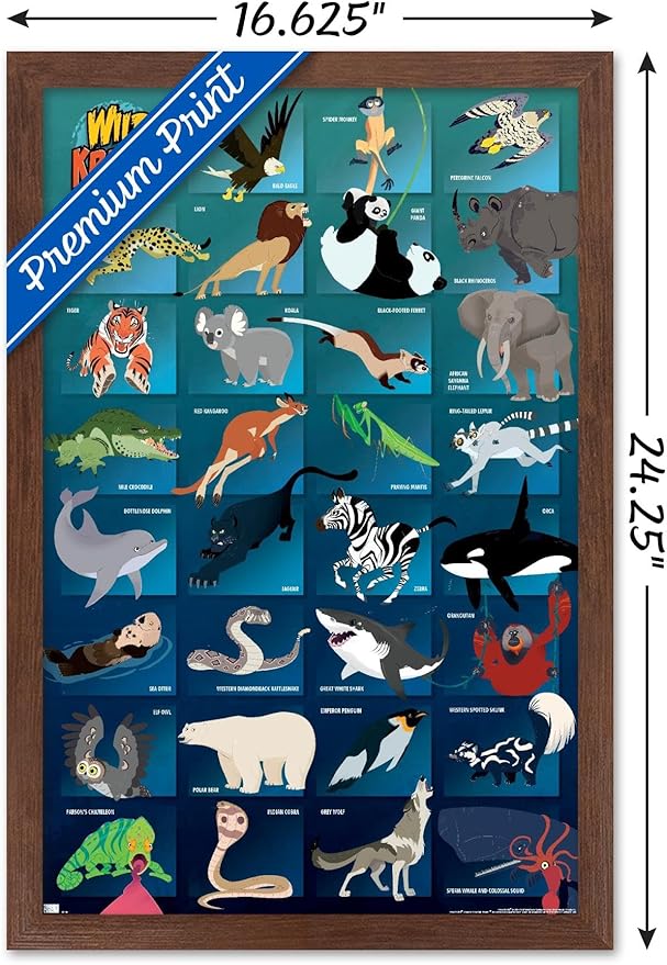 Wild Kratts - Grid Wall Poster, 22.4L" x 14.7W", Mahogany Framed Version