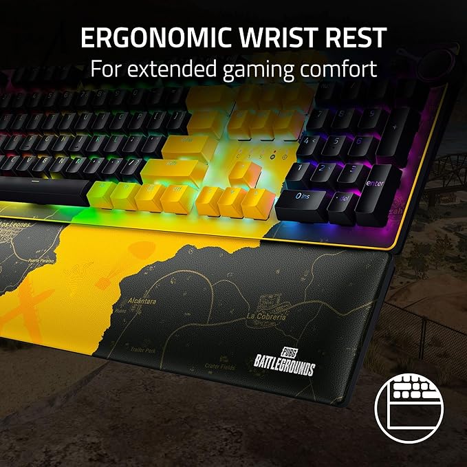 Razer Huntsman V2 Optical Gaming Keyboard: Fastest Linear Optical Switches w/Quick Keystrokes & 8000Hz Polling Rate - Doubleshot PBT Keycaps - Dedicated Media Keys & Dial - PUBG: Battleground Edition