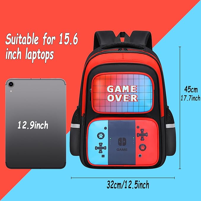 Kids Backpack For Boys, Gamer Boys Backpack with Lunch Box and Pencil Case For Children Teens Elementary Middle School, Mochilas Escolares Para Niños
