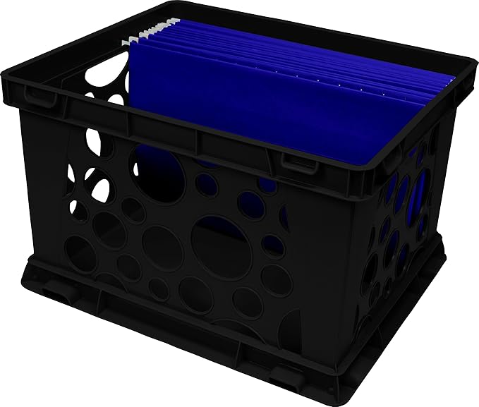 Storex Large Storage and Transport File Crate, 17.25 x 14.25 x 10.5 Inches, Black (STX61546U01C)