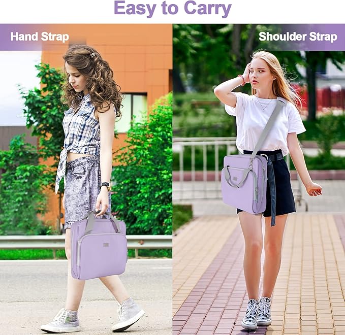 4 Inch 3 Ring Zipper Binder D-Ring, Binder with Strap 800 Sheet Capacity & Multi-Pockets School and Office Binder Organizer, Compatible with 13-Inch MacBook(Patent Design Purple)