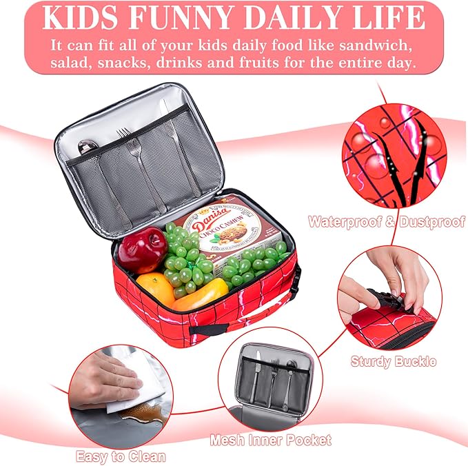 Insulated School Lunch Bag for Boys Lunch Box for Kids for 3 4 5 6 7 8 9 10 11 12 Toddler Reusable Freezable Small Cooler Bag for Back to School for Elementary Kindergarten Primary