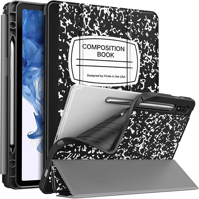Fintie Slim Case for Samsung Galaxy Tab S8 2022/Tab S7 2020 11 Inch (Model SM-X700/X706/T870/T875/T878) with Built-in S Pen Holder, Soft TPU Smart Stand Back Cover Auto Wake/Sleep Feature, Composition