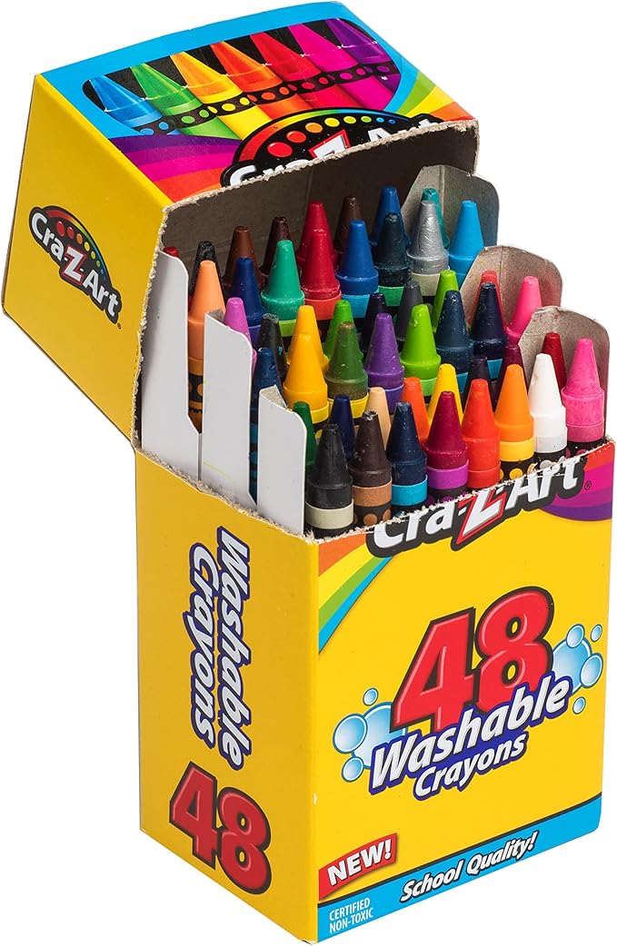 Cra-Z-Art Washable Classic Crayons, Assorted Colors, Pack Of 48 Crayons