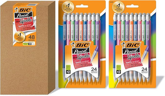 BIC Xtra-Sparkle Mechanical Pencil, Medium Point (0.7mm), Fun Design With Colorful Barrel, 48-Count