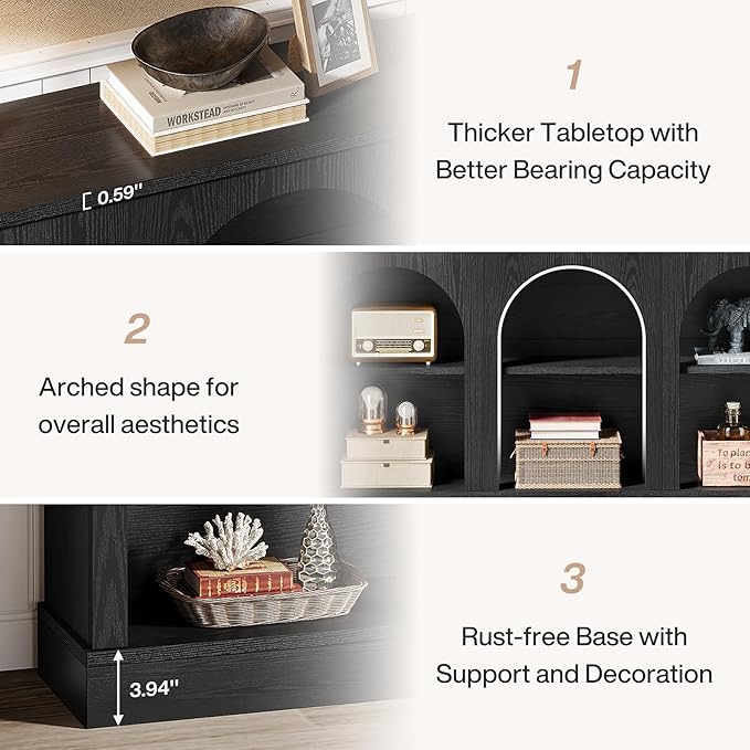 Tribesigns TV Stand for 55/60/65 Inch TV, Farmhouse Entertainment Center with Storage Cabinets, Modern Media Television Console Table for Living Room Bedroom, Black