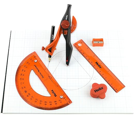 Maped - Helix Super School Kit (36008) (Colors May Vary) - Perfect for All Students - Measuring Dimensions for Design Projects - Convenient Carrying Pouch - Includes Carrying Pouch