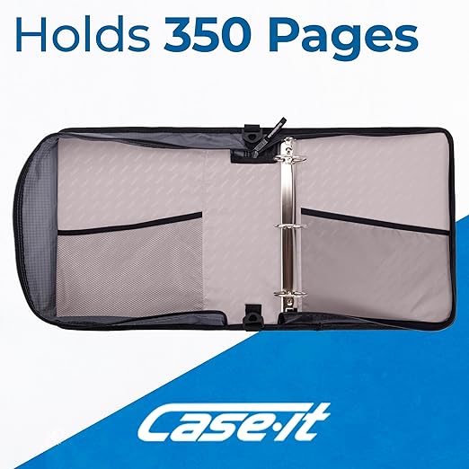 Case-it Universal Zipper Binder | 2-Inch O-Rings,13-Inch Laptop/Tablet PaddedPocket,400 Sheet Capacity,Multiple Storage Pockets & Shoulder Strap | School & Office Organizer | LT-007 Warm Gray | 6 Pack