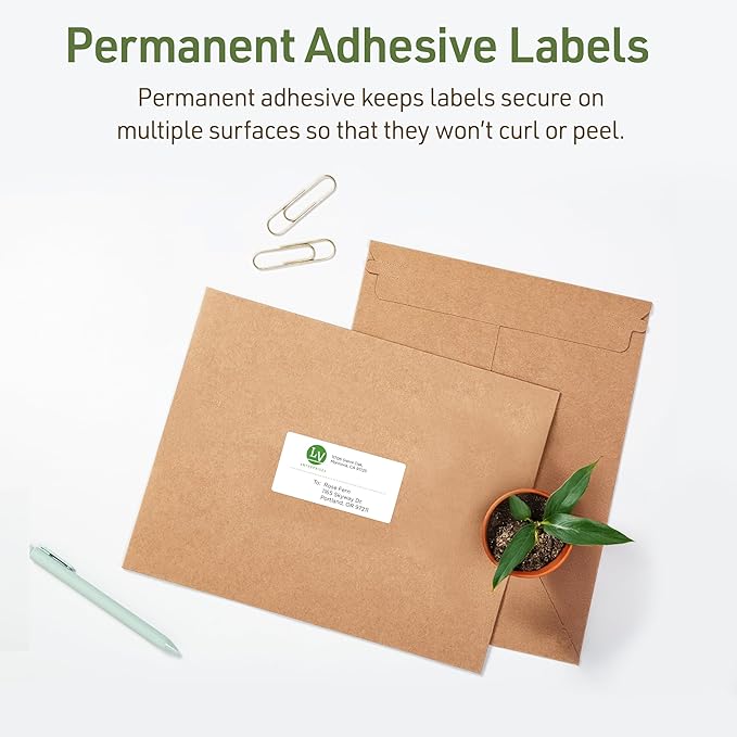 Avery EcoFriendly Recycled Shipping Labels, 2" x 4", White, Permanent Adhesive, Laser & Inkjet Printers, 1,000 Total, Great for Shipping and Mailing, Product Merchandising, and More (48163)