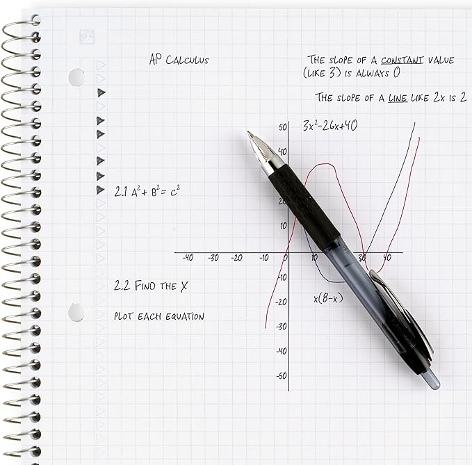 Five Star Spiral Notebook + Study App, 6 Pack, 1 Subject, Graph Ruled Paper, 8-1/2" x 11", 100 Sheets, Fights Ink Bleed, Water Resistant Cover, Assorted Colors (73549)