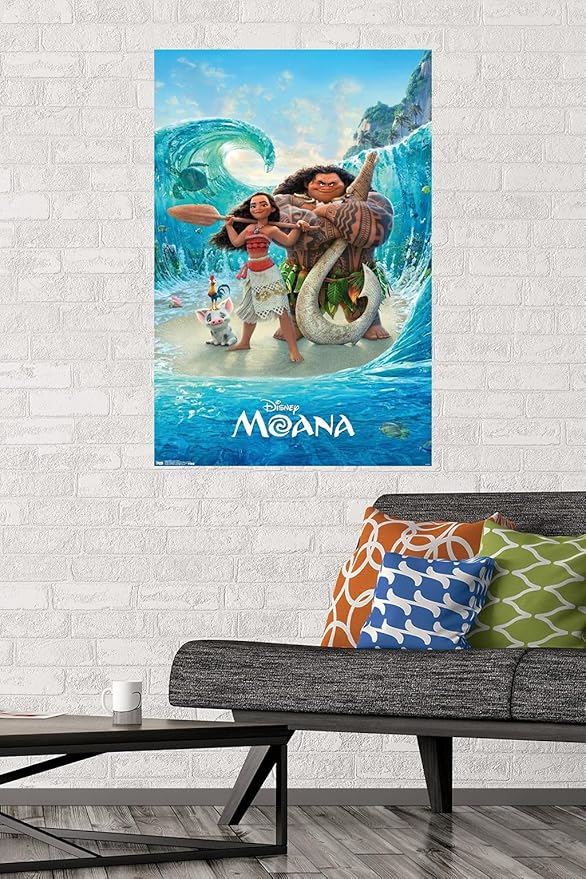 Disney Moana - Ocean Floor Wall Poster, 34L" x 22.4W", Premium Poster & Mount Bundle