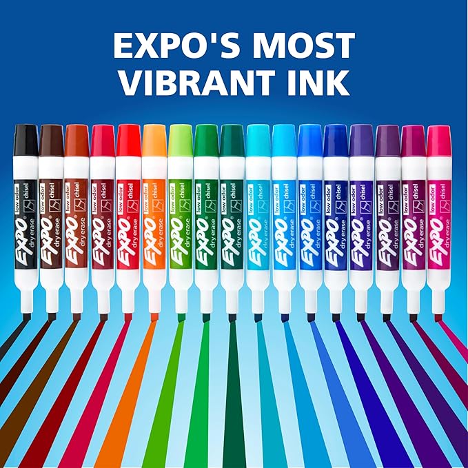 EXPO Low Odor Dry Erase Markers Chisel Tip Assorted Colors 8 Count