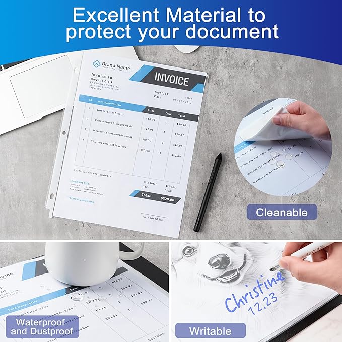80 Pack Clear Sheet Protectors, 8.5 x 11 inch Page Protectors for 3 Ring Binder,Top Loading Paper Protector for Documents and Photos,Letter Size