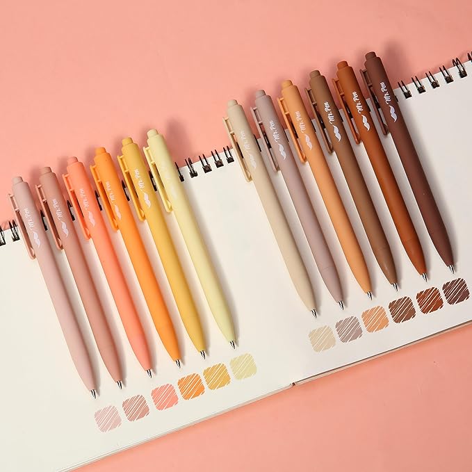 Mr. Pen- Retractable Gel Pens for Journaling, 12 Pack, Assorted Color Ink(Autumn Leaves), Fast Dry, Colorful & Soft grip Barrels, 0.5mm Fine Point Aesthetic Pens