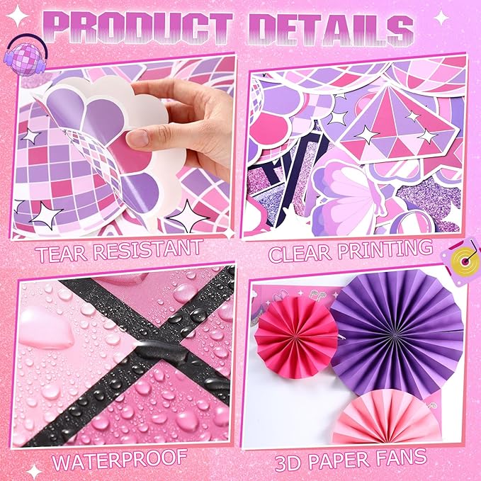 Eersida Spring Bulletin Board Decorations with Paper Fans St Patricks Day 3D Classroom Bulletin Board Christian Easter Flower Bunny Cutouts School VBS Library Church Window Wall Decor(Pink Disco)