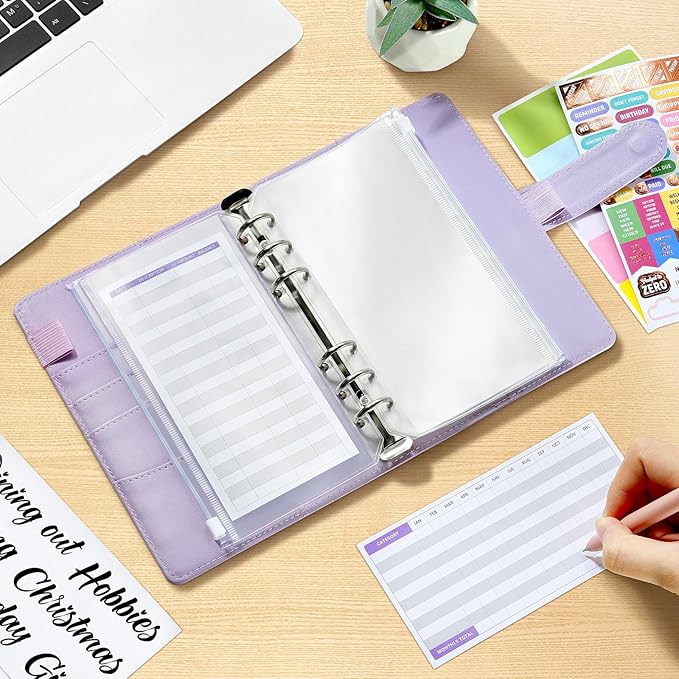 Sooez Budget Binder with Money Saving Challenge, Money Saving Binder with Cash Envelopes, Expense Sheets, Challenge Tracker & Category Labels, Envelope Savings Challenges Book for Home Office School