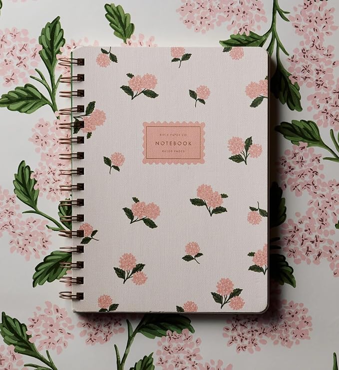 RIFLE PAPER CO. Pink Hydrangea Spiral Notebook