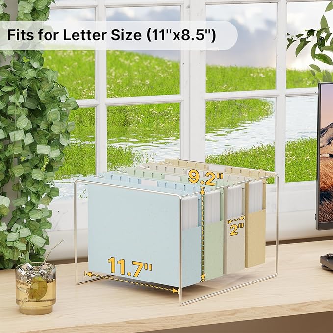 XINGIA Wheat Straw Hanging File Folders Letter Size Extra Capacity,Heavy Duty 2'' Expandable File Cabinet Folders,12 Pack Pastel File Folders Hanging with Tabs,Hanging File Organizer for Office School