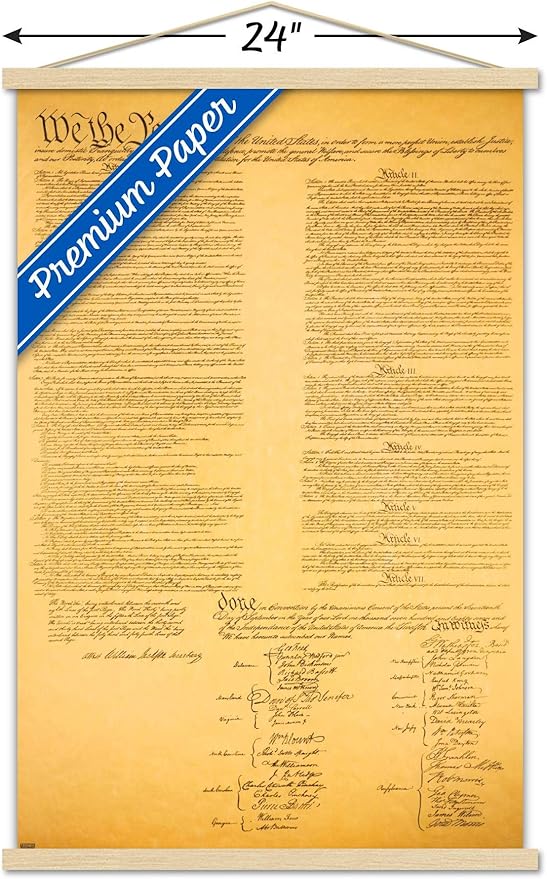 Trends International The Constitution Wall Poster, 22.375" x 34", Premium Print and Beechwood Hanger Bundle