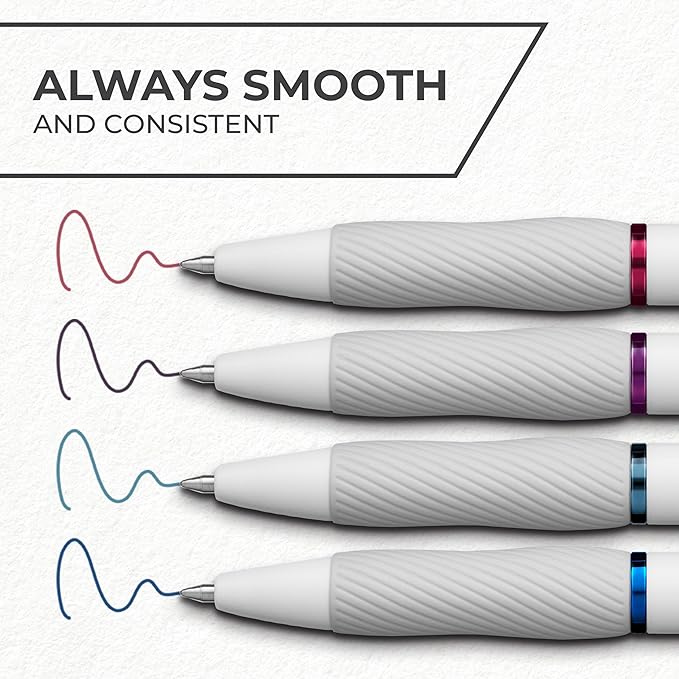 SHARPIE S-Gеl Pens Fashion Barrel Gel Ink Pens Pearl White Body Medium Point (0.7Mm) Writing Coloring Gel For Journaling Bold Jewel Color Assortment 4 Count (Pack of 2)