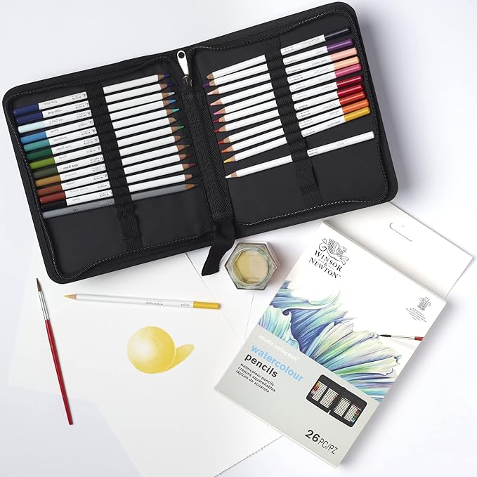Winsor & Newton Studio Collection Artist Pencils, Watercolor Pencil Wallet, Set of 26