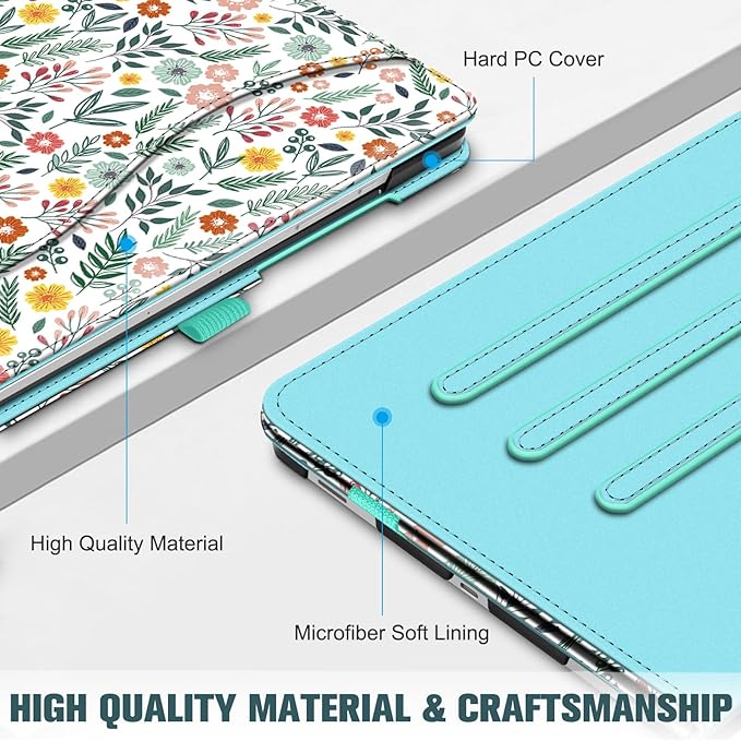 Fintie Case for Samsung Galaxy Tab S10 Lite/ S10 FE/ S9 FE 5G 10.9 Inch/Tab S9 11 Inch with S Pen Holder, Multi-Angle Viewing Protective Cover with Pocket, Auto Sleep/Wake, Spring Bloom