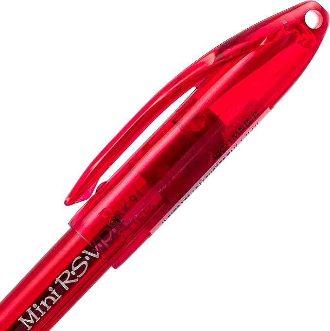 Pentel RSVP Mini Ballpoint Pen, (1.0mm) Medium Line, Red Ink, 12 pack (BK91MNB-B)