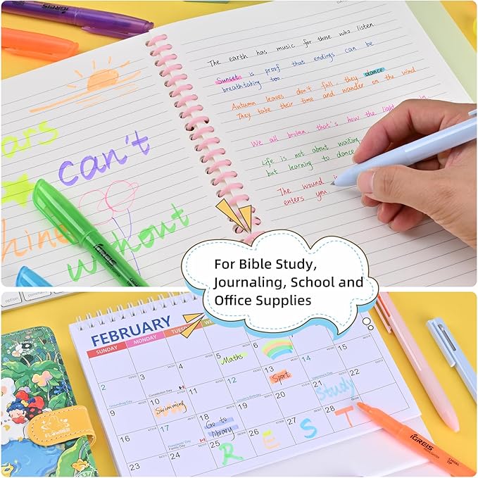 Highlighters Assorted Colors and 2 Pcs 3 in 1 Multicolor Gel Pens 6 Colors Ink, Chisel Tip Colored Highlighters Bulk, No bleed, Qucik Dry, Perfect for Class, School 20 Pack