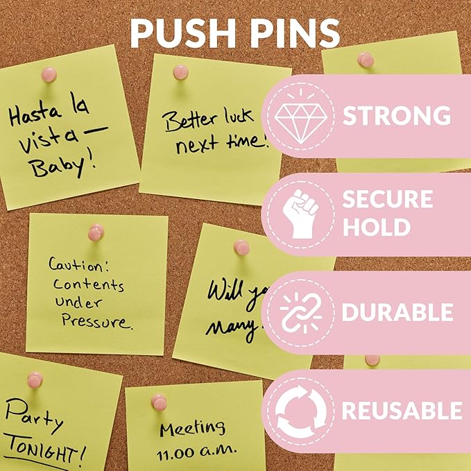 200pcs Paper Clips Binder Clips and Push Pins Set, Mini Clips and Thumb Tacks for Multipurpose Document Organization (Pink)