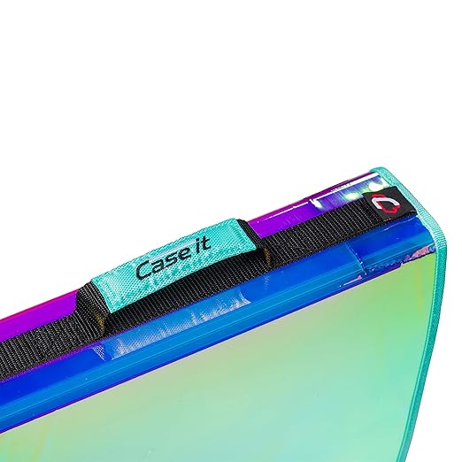 Case-it Iridescent Go Tab Zipper, 2" O-Ring with Removeable 5-Color tabbes, Expanding File Folder and Shoulder Strap and Handle, PS-440-VC-C, Iridescent