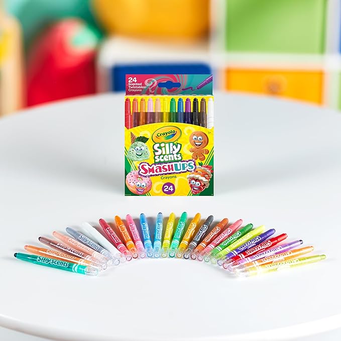 Crayola Silly Scents Smash Ups Mini Twistables Scented Crayons, 24 Count