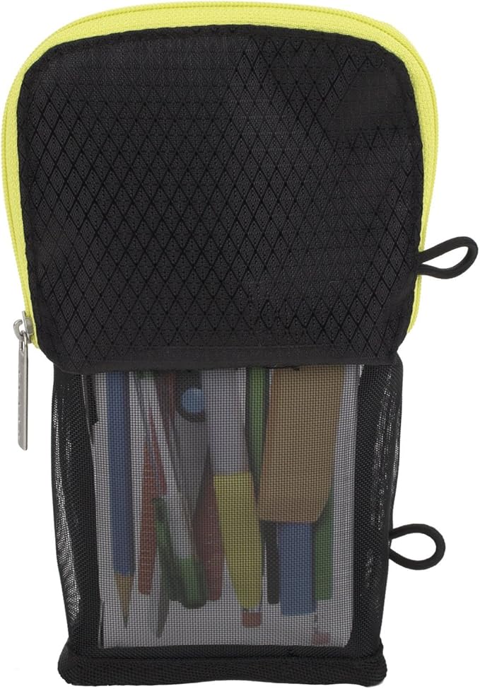 Five Star Pencil Pouch, Pen Case, Fits 3 Ring Binder, Stand 'N Store, Black/Yellow (50516CC8)