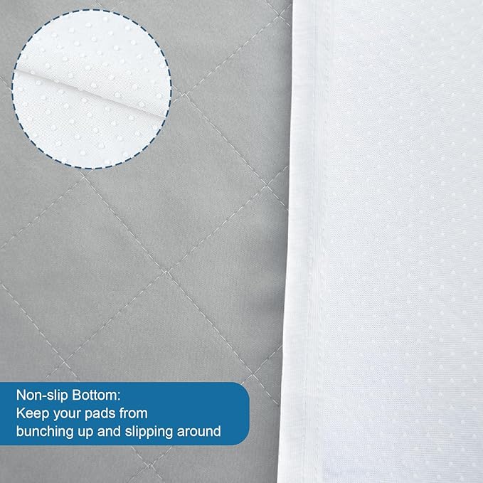 Waterproof Chair Pads for Incontinence Washable 22'' x 21'', 2 Pack Absorbent Seat Protector Pee Pads for Adults, Elderly, Kids, Toddler and Pets, Grey