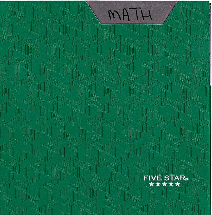 Five Star 2-Pocket Folder,Plastic Folder with Stay-Put Tabs and Prong Fasteners,Holds 8-1/2" x 11" Paper,Black,Fire Red,Forest Green,Pacific Blue (38048),(Pack of 24)