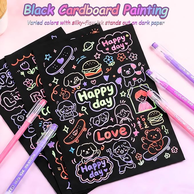 Gel Pens For Coloring, 45 Colors Gel Colored Pens Marker for Adult Coloring Books, 0.6mm Fine Point Pens for Black Paper, Writing, Journaling, Drawing, Art Supplies