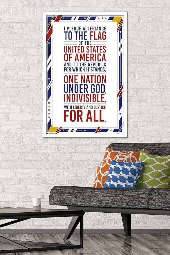 Trends International The United States Of America - Pledge Of Allegiance Wall Poster, 22.375" x 34", White Framed Version