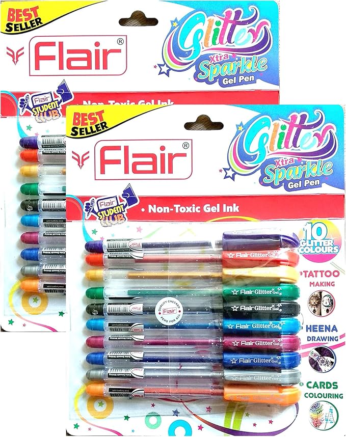 Xtra Sparkle Glitter Gel 10 Colours Xtra Sparkle Gel Pen by Flair 2 Pack
