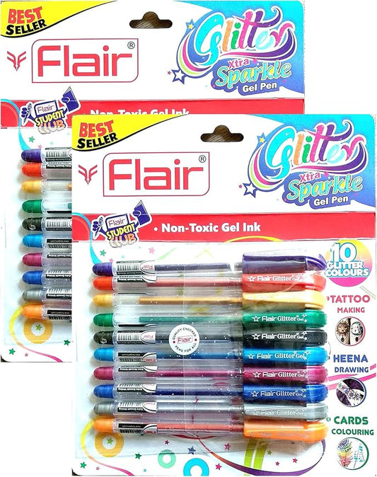Xtra Sparkle Glitter Gel 10 Colours Xtra Sparkle Gel Pen by Flair 2 Pack