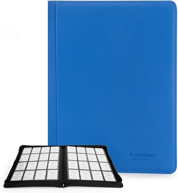 Card Binder – 1024 Capacity, Zippered Trading Card Holder for MTG, Sports & Collectible Cards – Acid-Free, Durable & Travel-Friendly Storage (Blue dots, 16 Pocket)