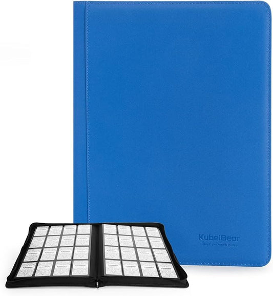 Card Binder – 1024 Capacity, Zippered Trading Card Holder for MTG, Sports & Collectible Cards – Acid-Free, Durable & Travel-Friendly Storage (Blue dots, 16 Pocket)