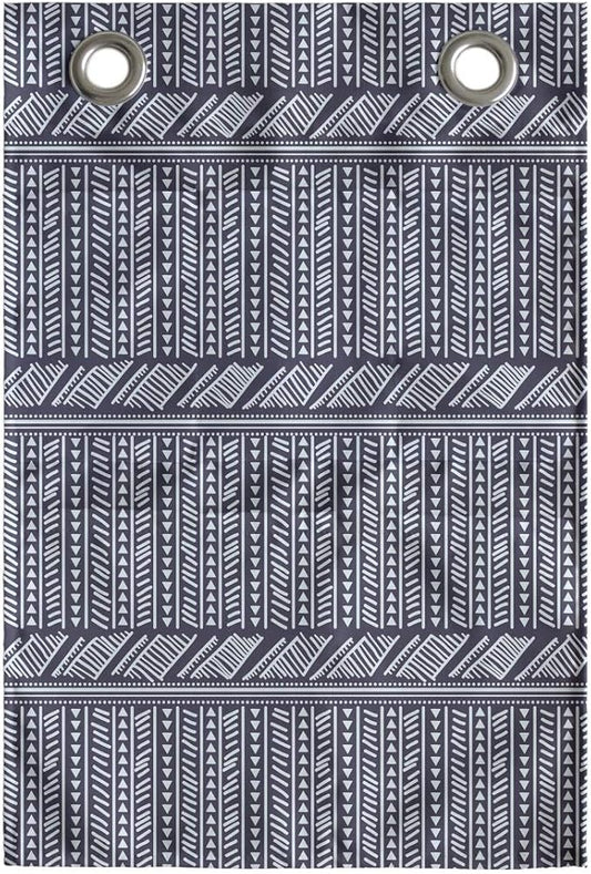 Ambesonne Tribal Hanging Pocket Organizer, Composition of Mini Triangles and Streaks Ornamental Prehistoric Layout, Printed Polyester Storage Bag with Pockets, 14" x 20", Dark Indigo Pale Blue
