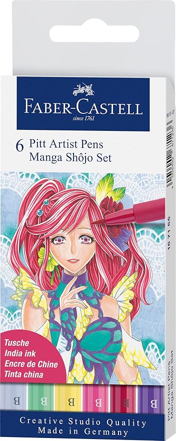 Faber-Castell Pitt Artist Pen Set of 6 Manga Shôjo