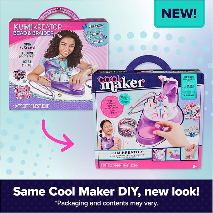 Cool Maker, KumiKreator Bead & Braider Friendship Necklace & Bracelet Making Kit (Packaging May Vary), Gifts & Stocking Stuffers for Girls Ages 8 and up