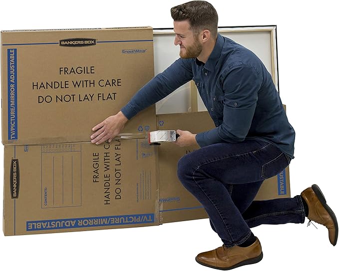 Bankers Box Adjustable - up to 65" TV/Picture/Mirror - Moving Box 3-Pack, Adjustable up to 40-in x 60-in x 4-in, (7711401)